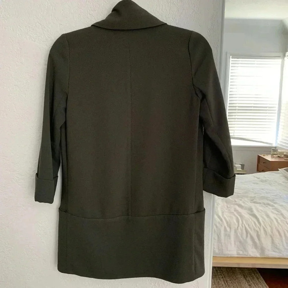 Aritzia wilfred chevalier draped open tuxedo blazer dark olive green gre… - Picture 4 of 11